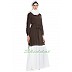 Dual colored casual abaya- Olive Green-Off White Dual colored casual abaya- Olive Green-Off White